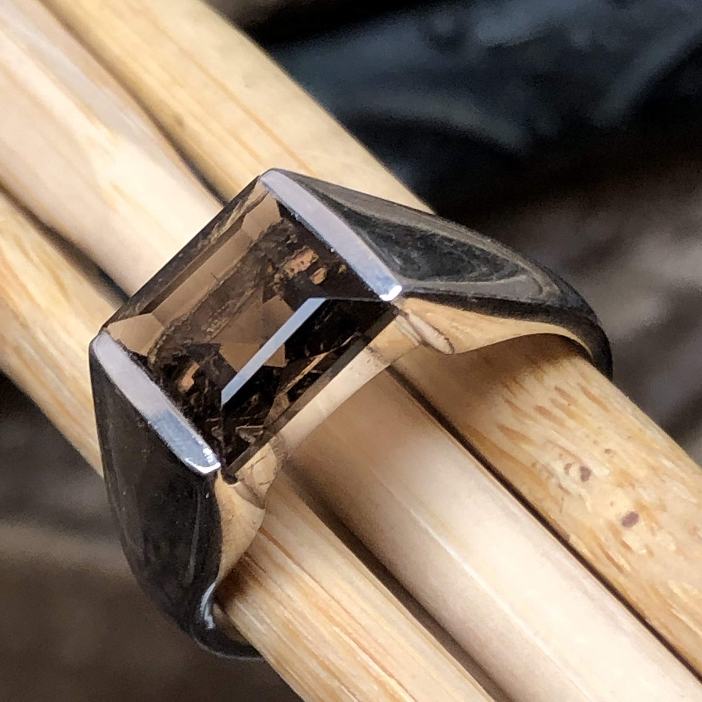 Natural 2ct Smoky Topaz 925 Solid Sterling Silver Men's Ring Size 8, 9, 10, 11, 12, 13 - Natural Rocks by Kala