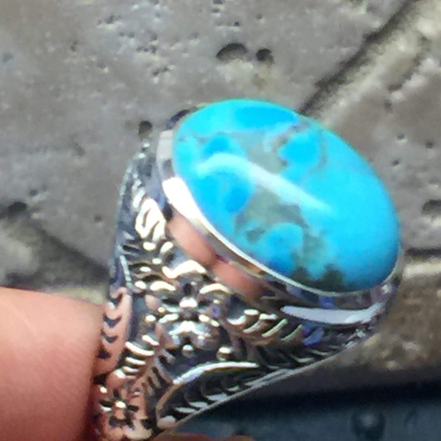 Natural Blue Mohave Turquoise 925 Solid Sterling Silver Men's Ring Size 6, 7, 8, 9, 10, 11, 12, 13 - Natural Rocks by Kala