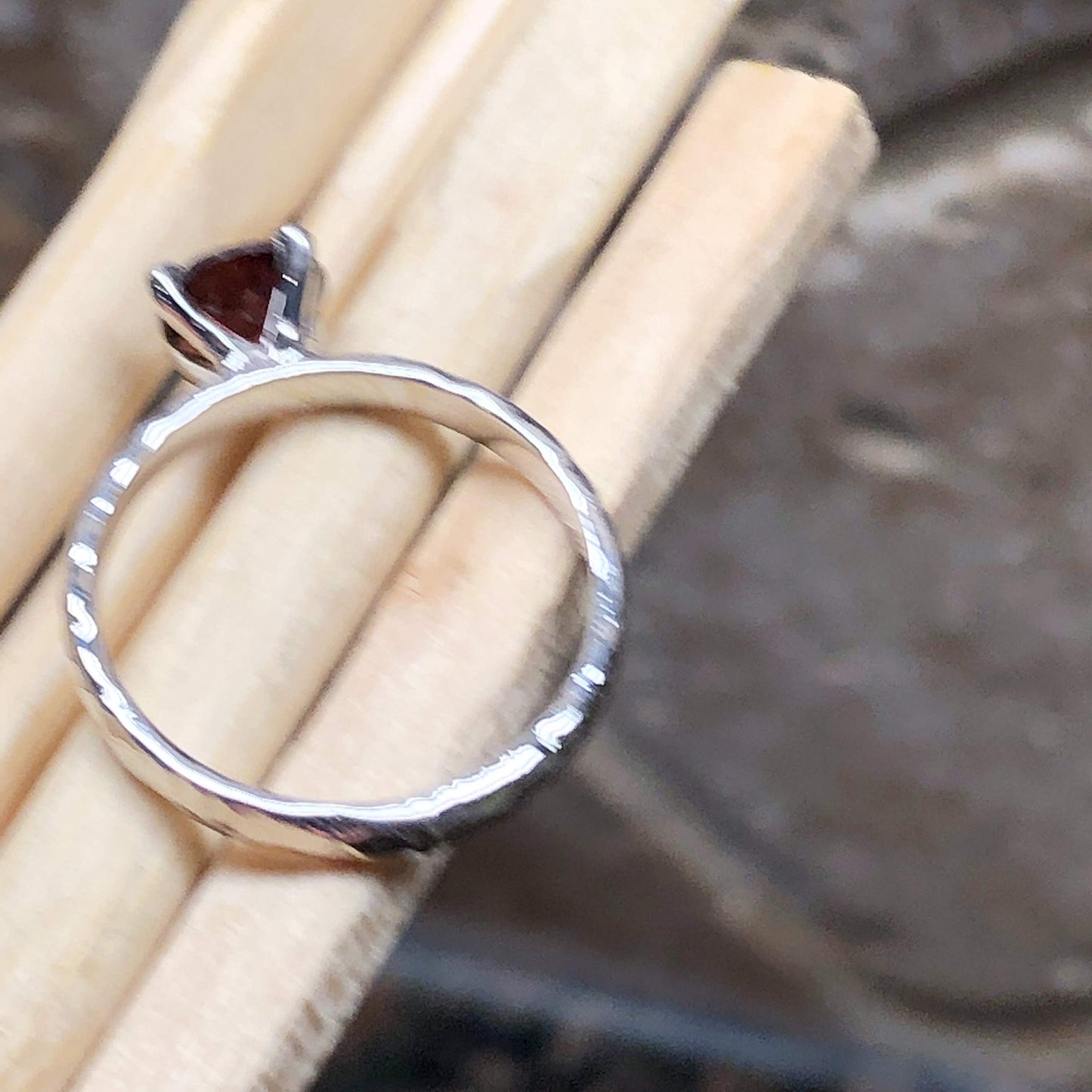 Natural 1ct Pyrope Garnet 925 Solid Sterling Silver Engagement Ring Size 6, 7, 8, 9 - Natural Rocks by Kala