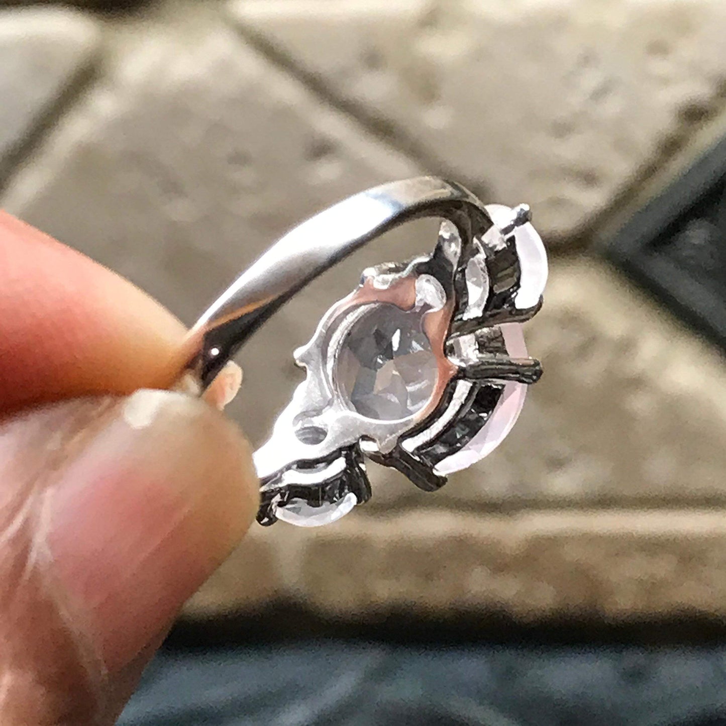 Natural 2.5ct Pink Rose Quartz 925 Sterling Silver Ring Size 6, 7, 8, 9 - Natural Rocks by Kala
