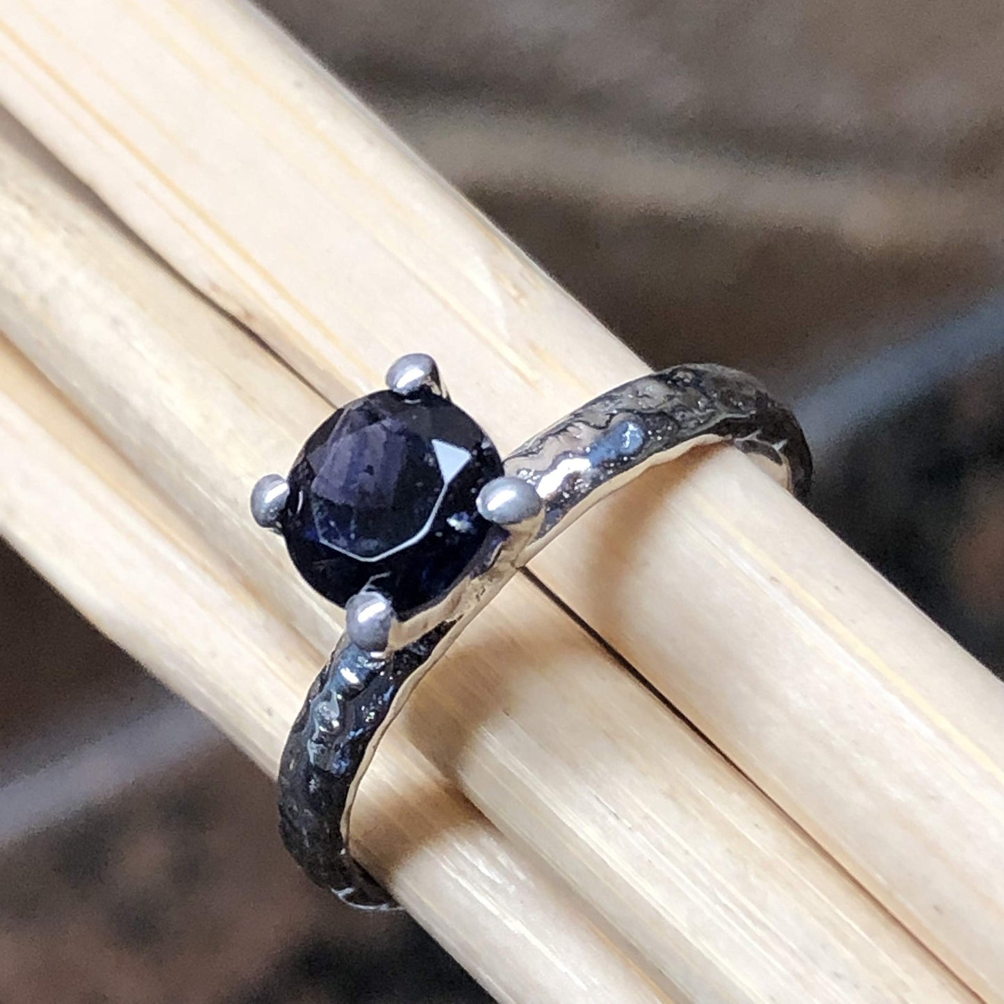 Natural 1ct Iolite Water Sapphire 925 Solid Sterling Silver Engagement Ring Size 6, 7, 8, 9 - Natural Rocks by Kala