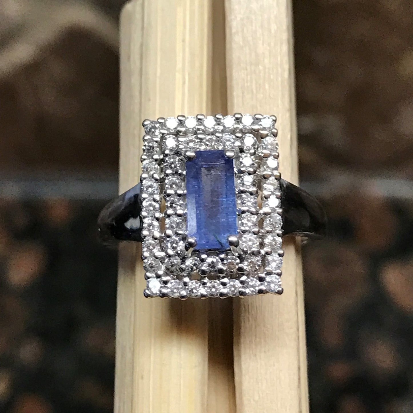 Genuine Tanzanite 925 Solid Sterling Silver Engagement Ring Size 6, 9 - Natural Rocks by Kala