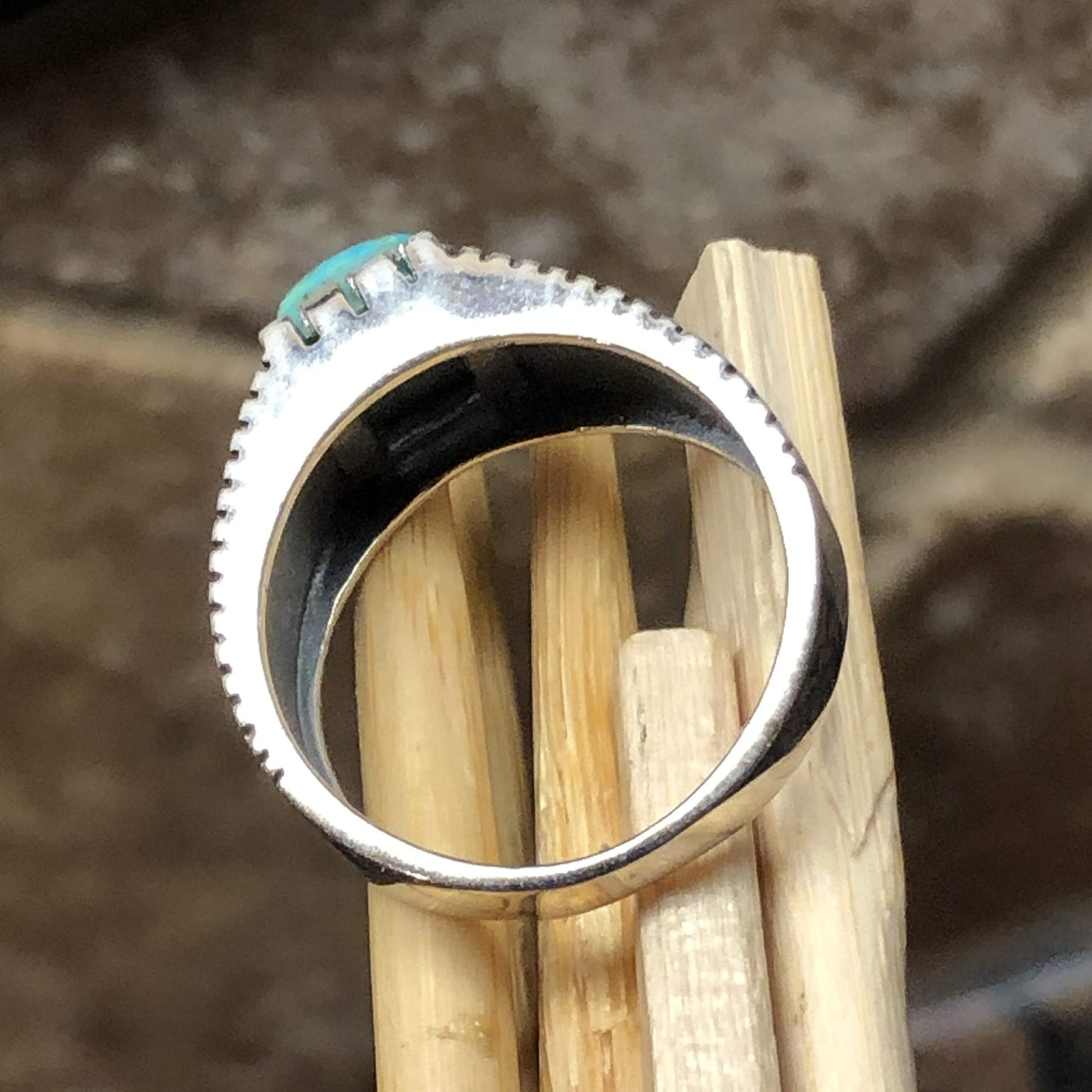 Natural Blue Mohave Turquoise 925 Solid Sterling Silver Men's Ring Size 7, 8, 9, 10, 11, 12, 13 - Natural Rocks by Kala