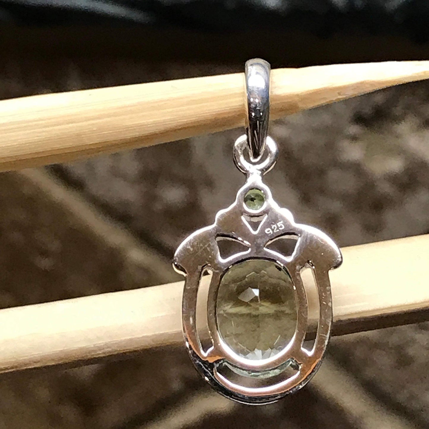 Natural 4ct Green Amethyst 925 Solid Sterling Silver Pendant 27mm - Natural Rocks by Kala