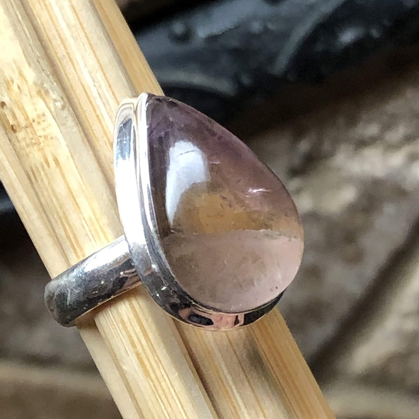 Natural Ametrine 925 Solid Sterling Silver Ring Size 6.5, 7.5 - Natural Rocks by Kala