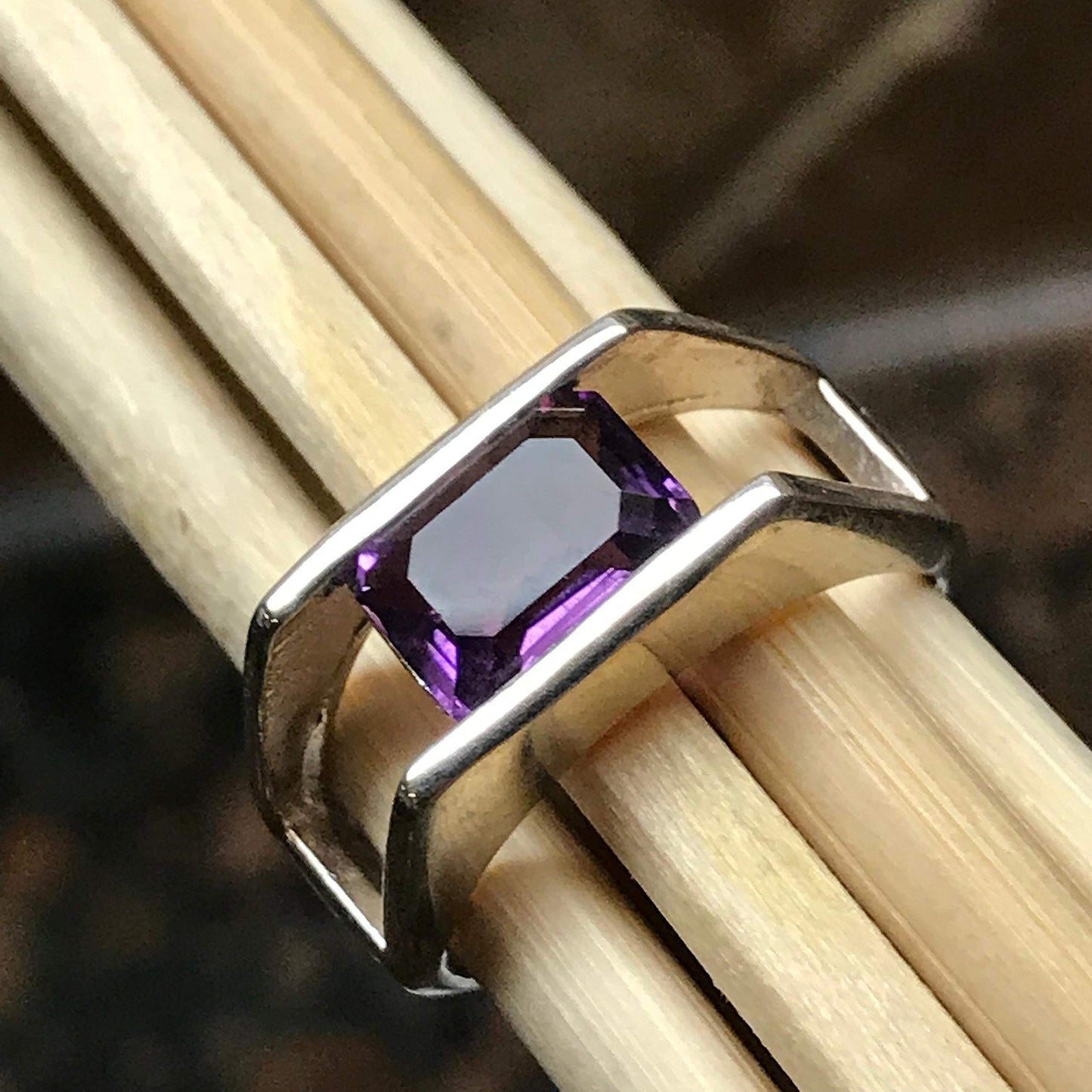 Genuine 2ct Amethyst 925 Solid Sterling Silver Unisex Ring Size 6, 7, 8, 9, 11 - Natural Rocks by Kala