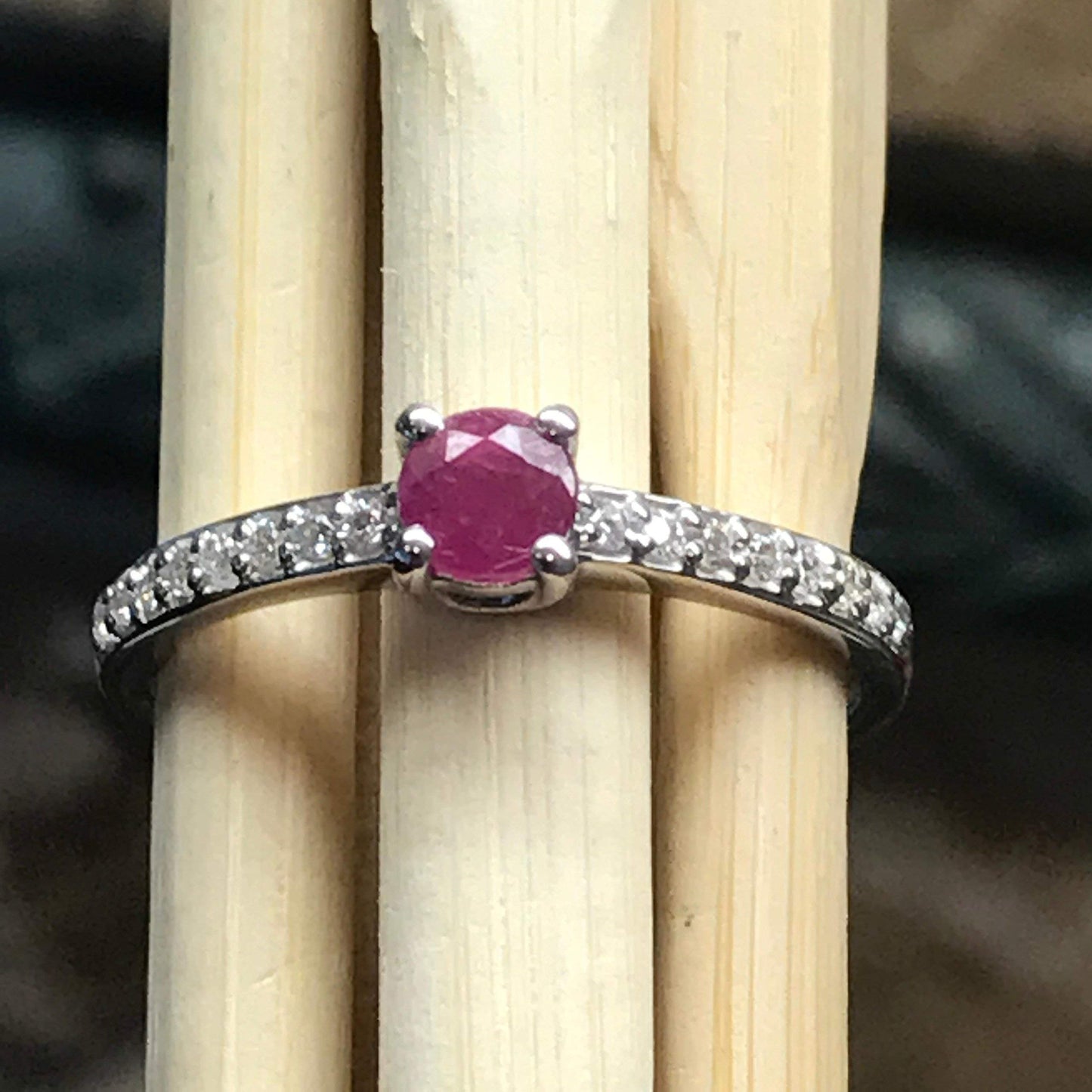 Natural Ruby 925 Solid Sterling Silver Engagement Ring Size 6, 8, 9 - Natural Rocks by Kala
