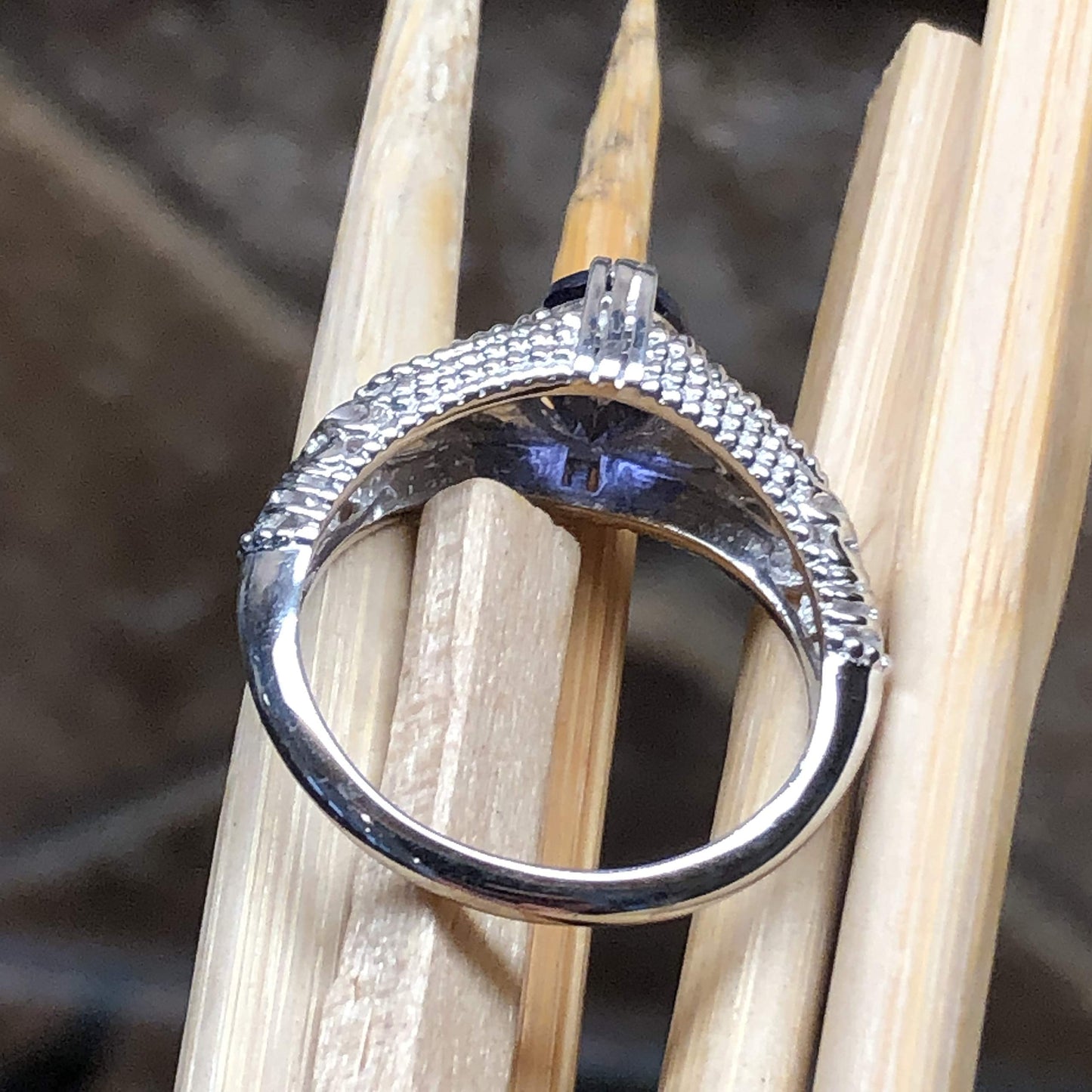 Natural 2ct Iolite 925 Solid Sterling Silver Engagement Ring Size 5, 6, 7, 8, 9 - Natural Rocks by Kala