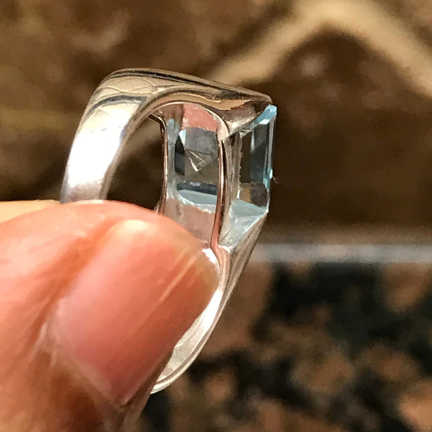 Natural 2ct Blue Topaz 925 Solid Sterling Silver Men's Ring Size 8, 9, 10, 12, 13 - Natural Rocks by Kala