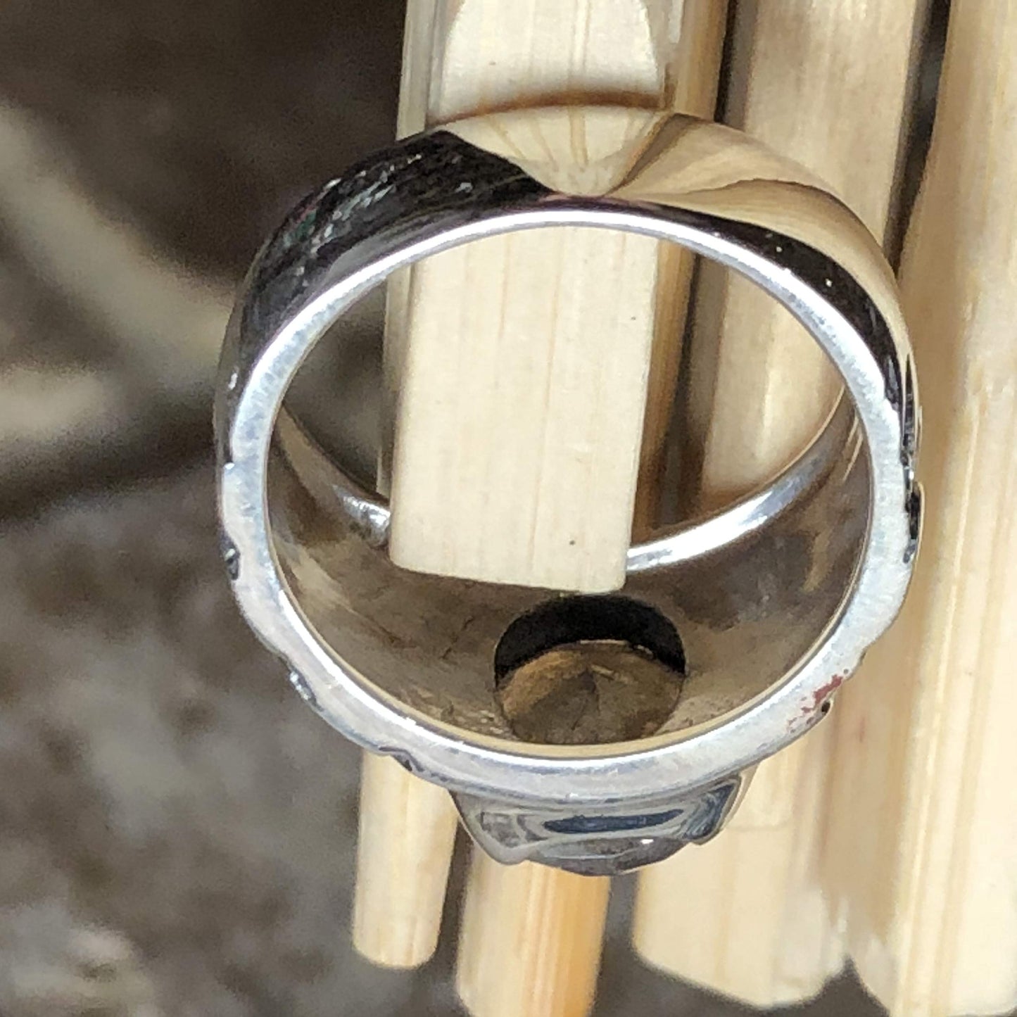 Natural Blue Labradorite 925 Solid Sterling Silver Unisex Ring Size 7, 8 - Natural Rocks by Kala