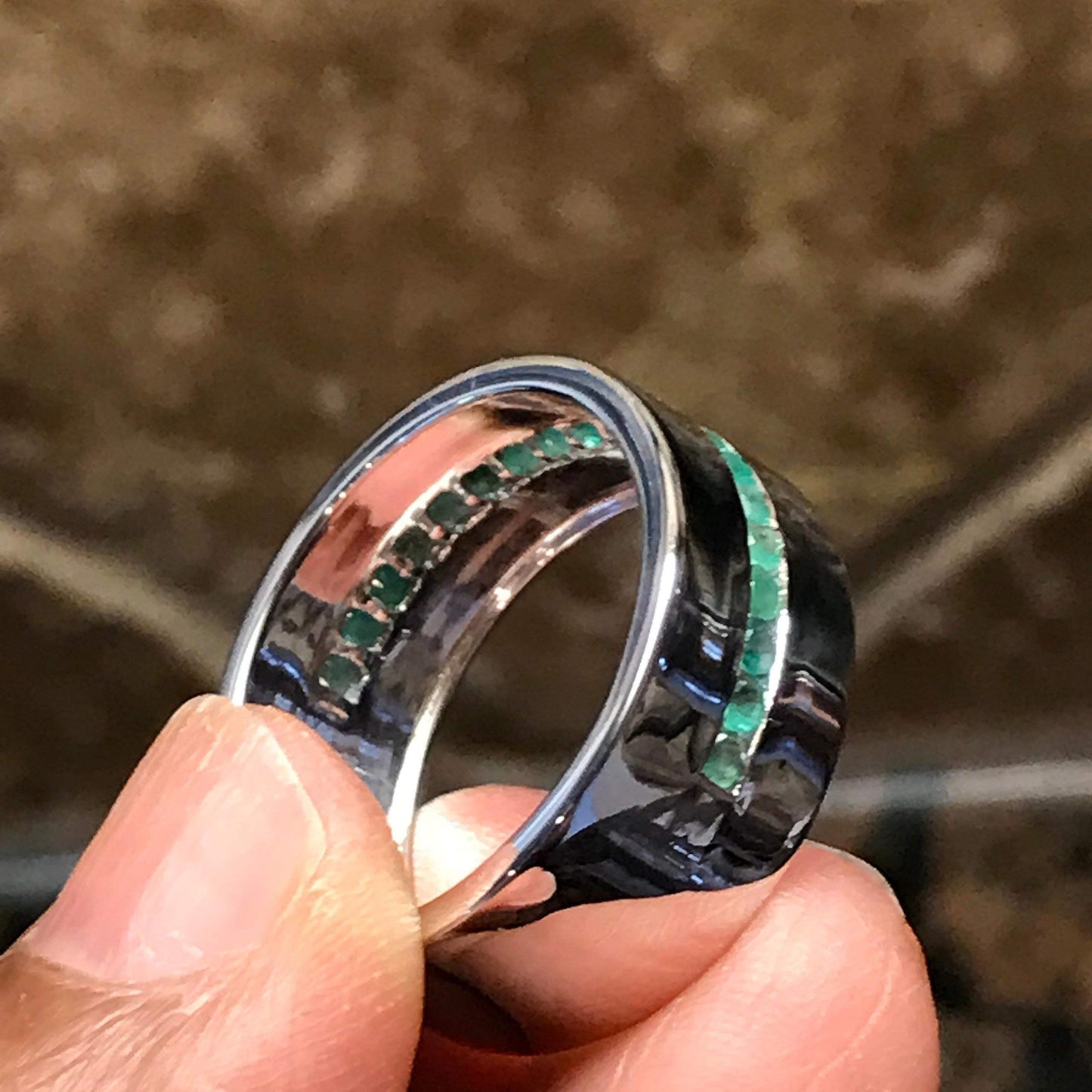 Natural Emerald 925 Solid Sterling Silver Men's Ring Size 6, 7, 8, 9, 10, 13 - Natural Rocks by Kala