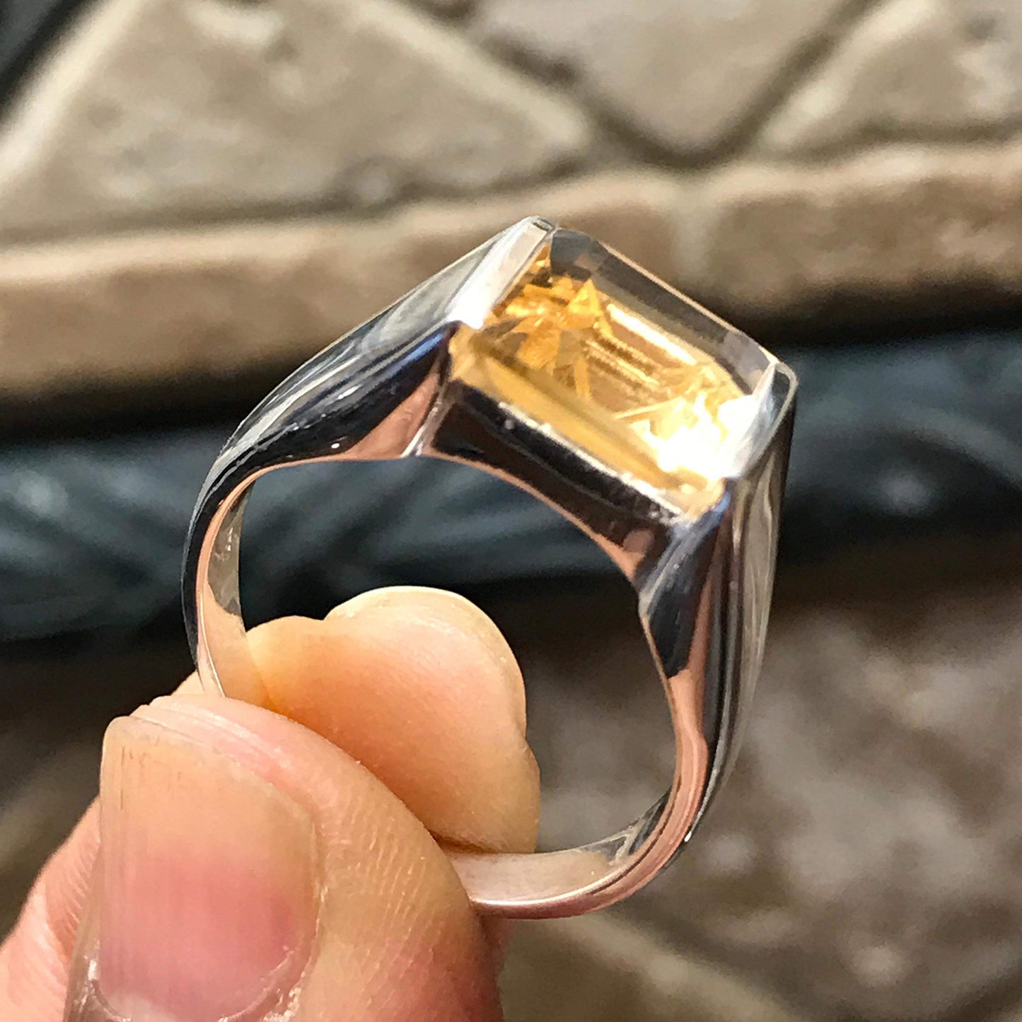 Natural 2ct Golden Citrine 925 Sterling Silver Men's Ring Size 6, 8, 9, 10, 11, 12, 13 - Natural Rocks by Kala