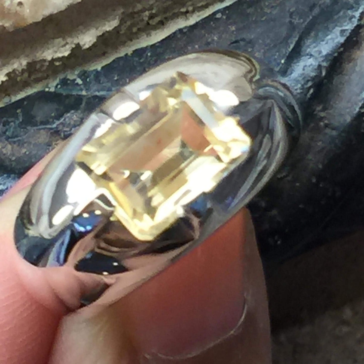 Natural 2ct Golden Citrine 925 Solid Sterling Silver Unisex Ring Size 6, 7, 8, 9 - Natural Rocks by Kala