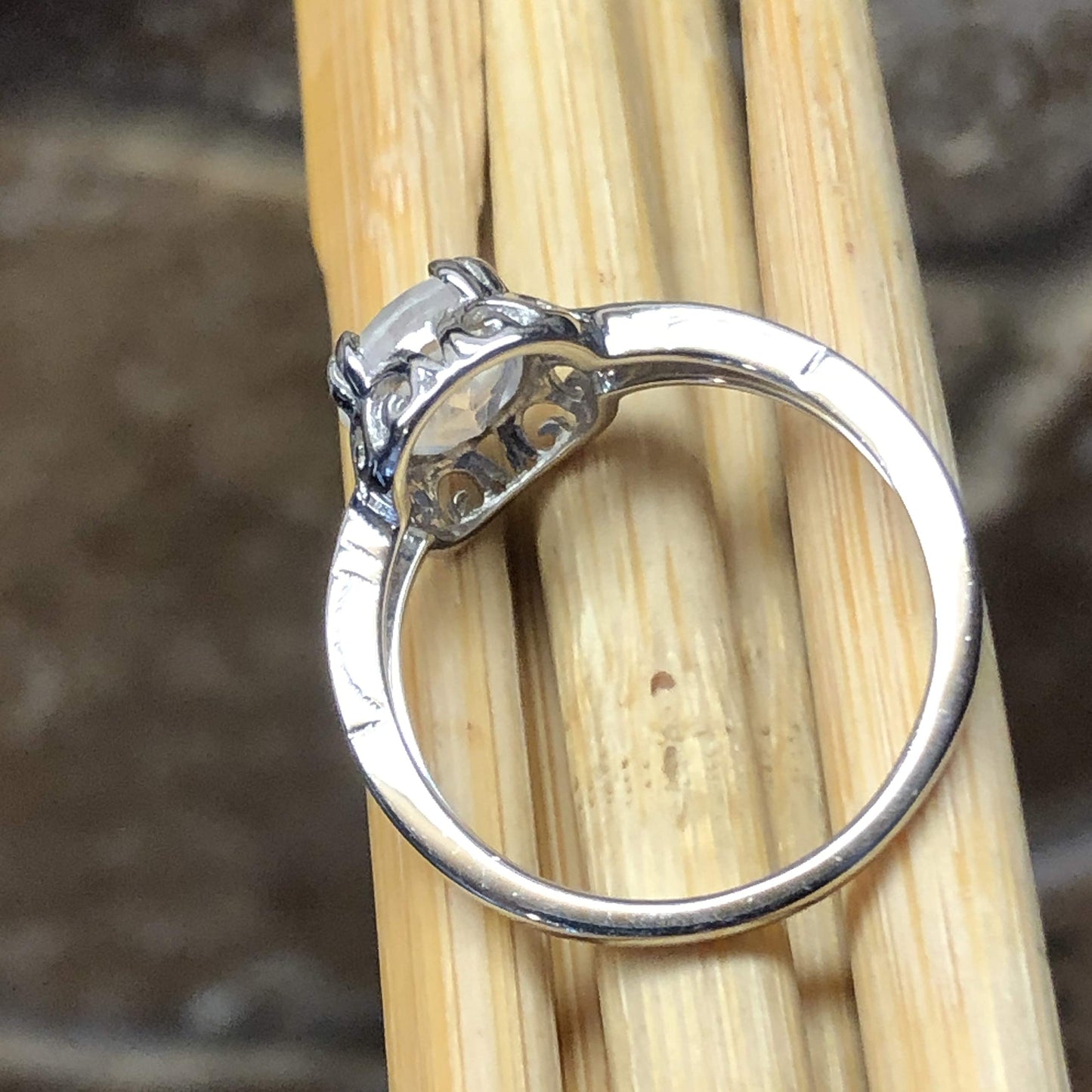 Natural Rainbow Moonstone 925 Solid Sterling Silver Engagement Ring Size 6, 7, 8, 9 - Natural Rocks by Kala