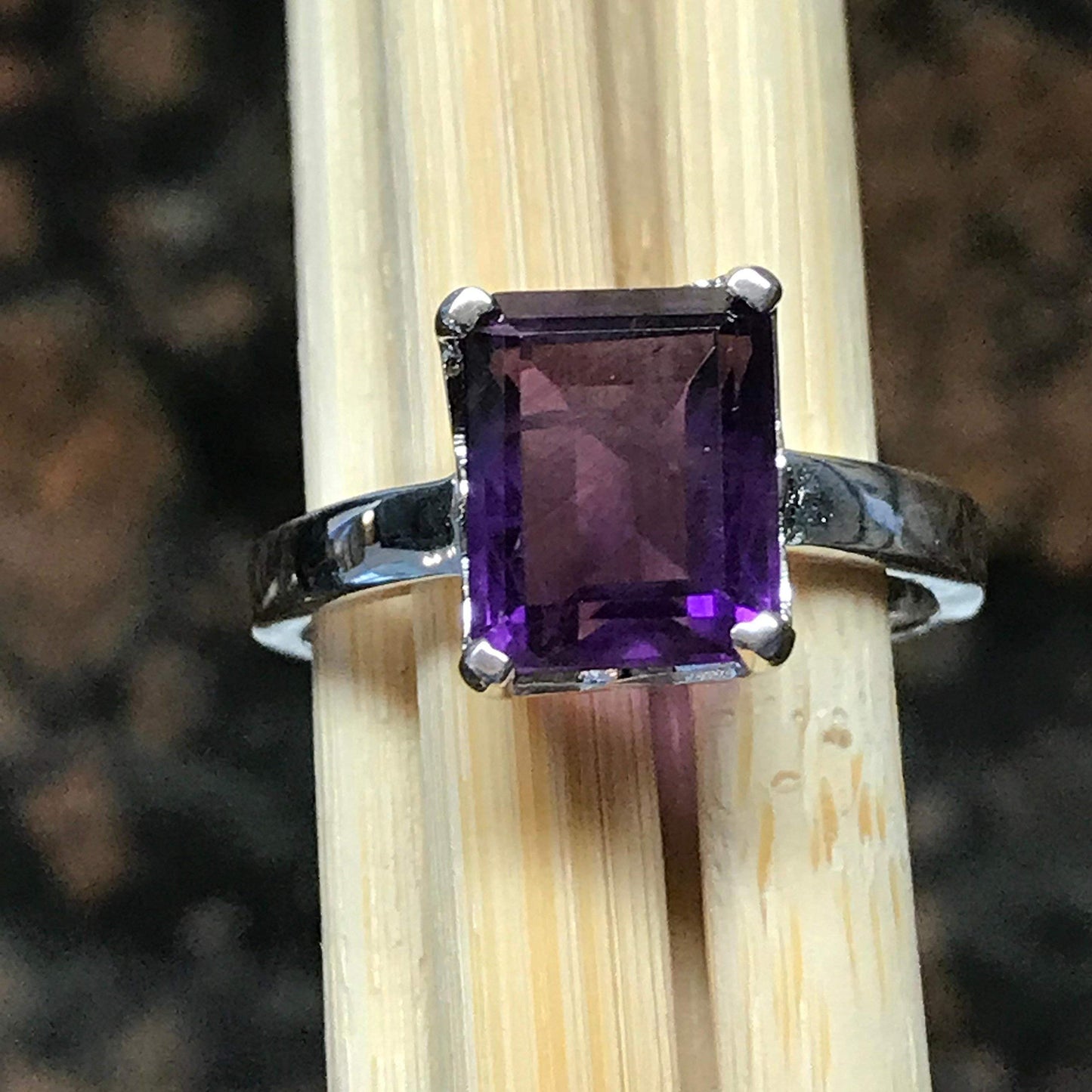 Natural 2.5ct Purple Amethyst 925 Solid Sterling Silver Ring Size 5, 6, 7, 8, 9 - Natural Rocks by Kala