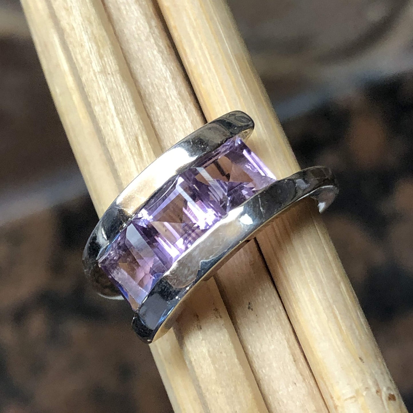 Natural 2ct Purple Amethyst 925 Solid Sterling Silver Ring Size 5, 7, 8, 9 - Natural Rocks by Kala
