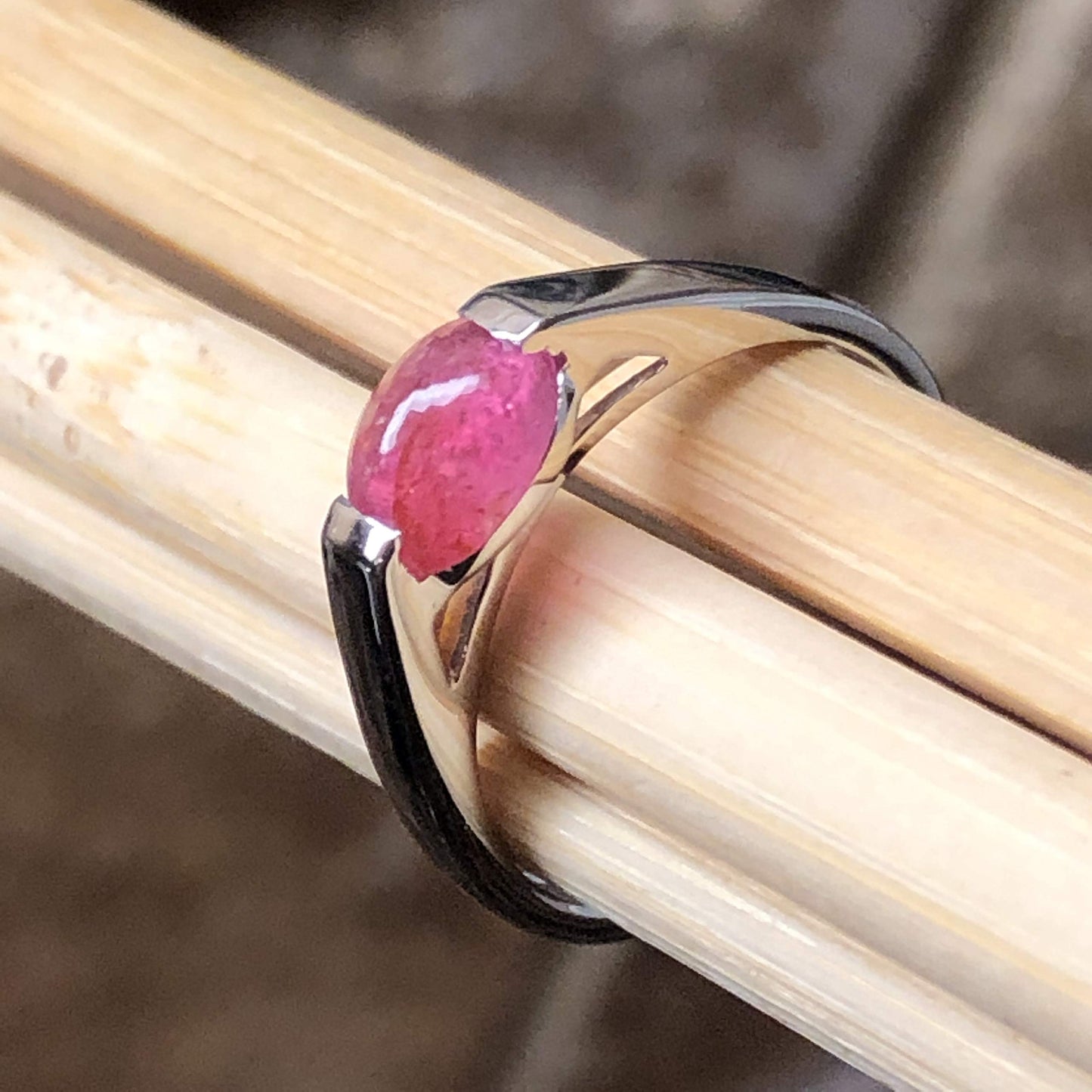 Natural Pink Tourmaline 925 Solid Sterling Silver Engagement Ring Size 6, 7, 8, 9 - Natural Rocks by Kala