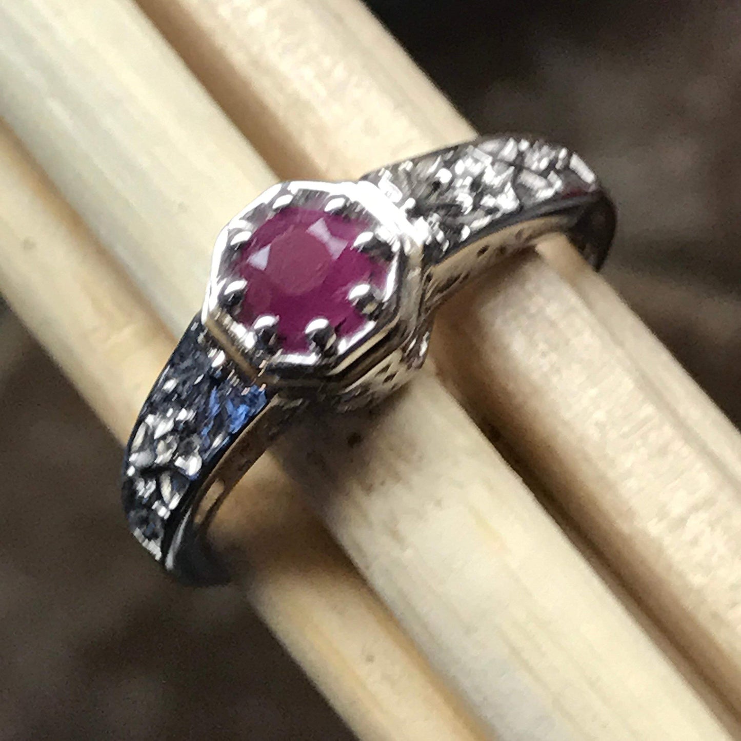 Natural Ruby 925 Solid Sterling Silver Engagement Ring Size 6, 7, 8, 9 - Natural Rocks by Kala