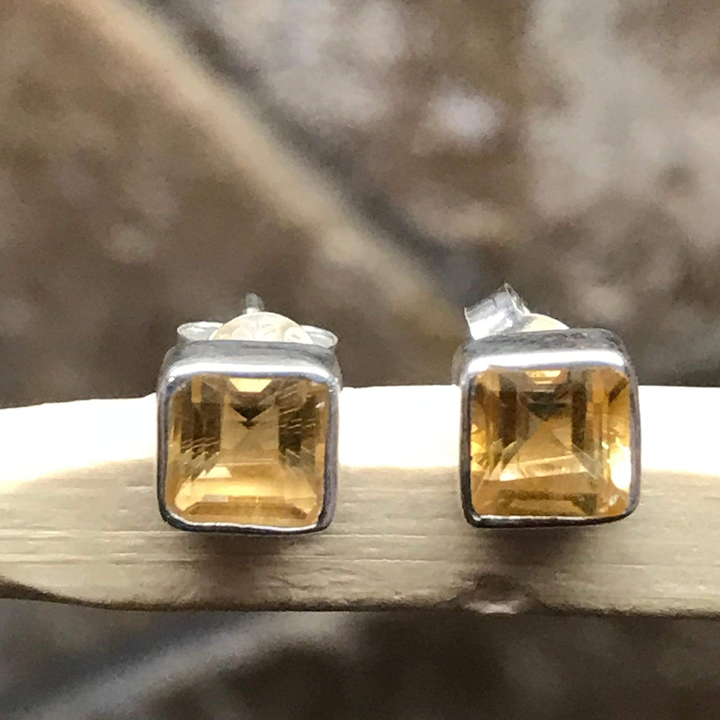 Natural 1.5ct Golden Citrine 925 Solid Sterling Silver Earring 5mm - Natural Rocks by Kala