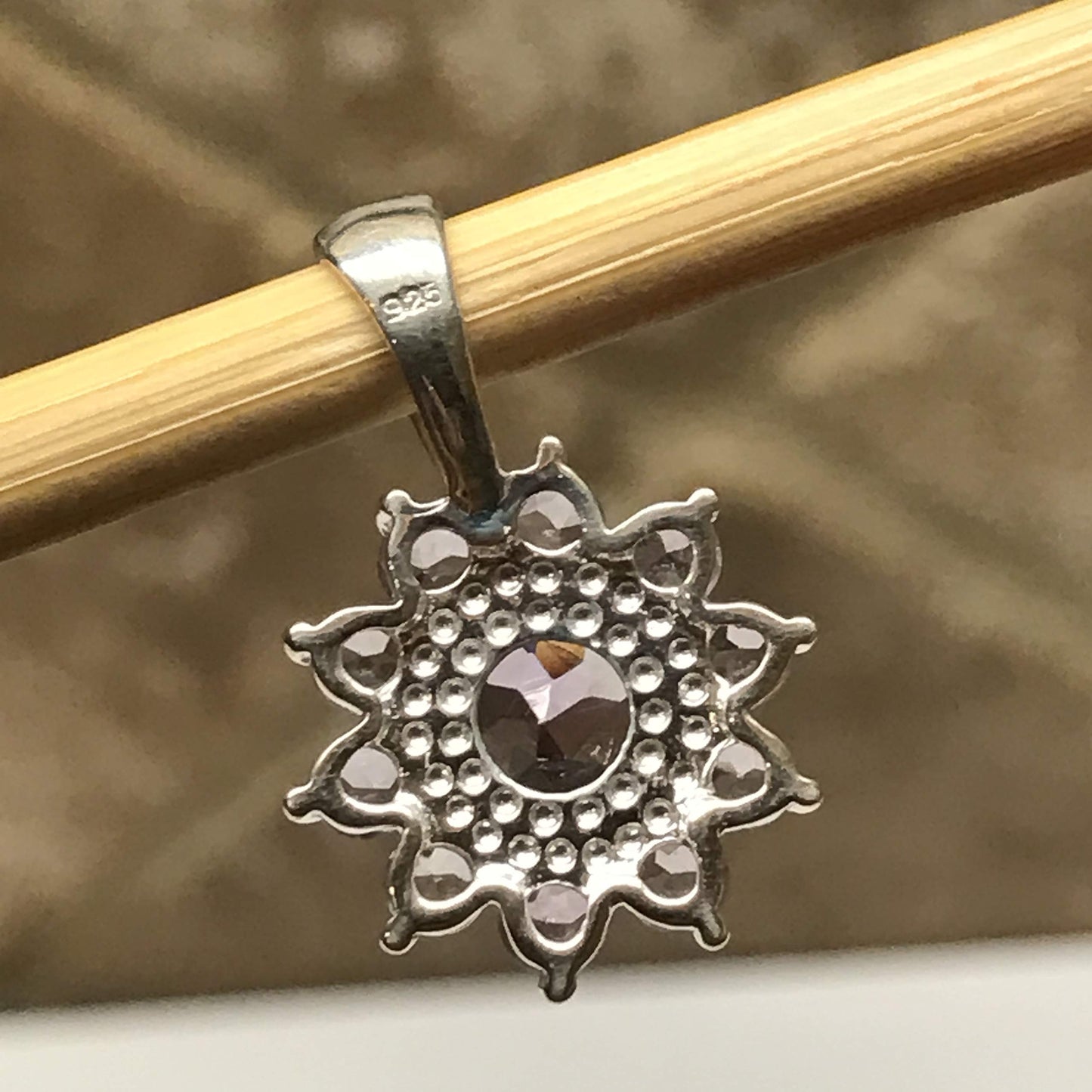 Natural 2ct Purple Amethyst 925 Solid Sterling Silver Pendant 2mm - Natural Rocks by Kala