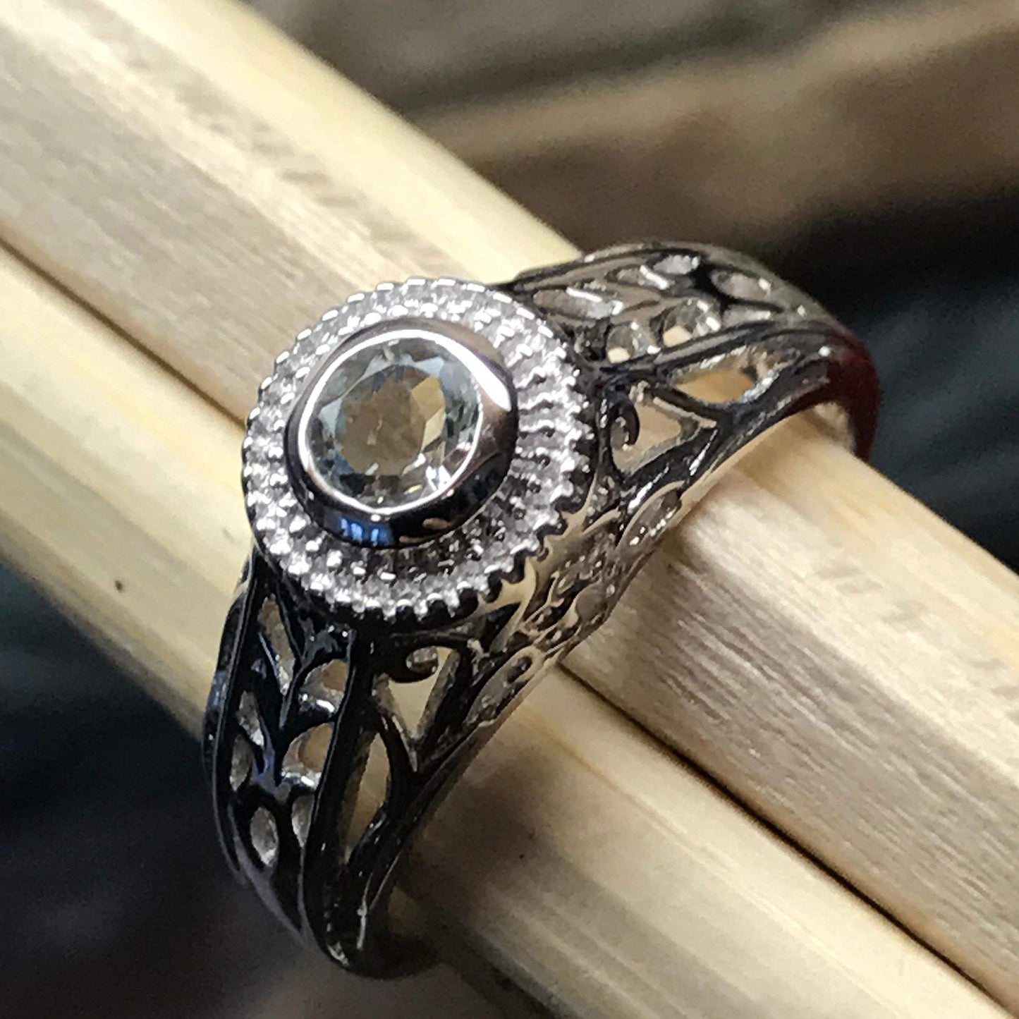 Natural Aquamarine 925 Solid Sterling Silver Engagement Ring Size 6, 7, 8, 9 - Natural Rocks by Kala