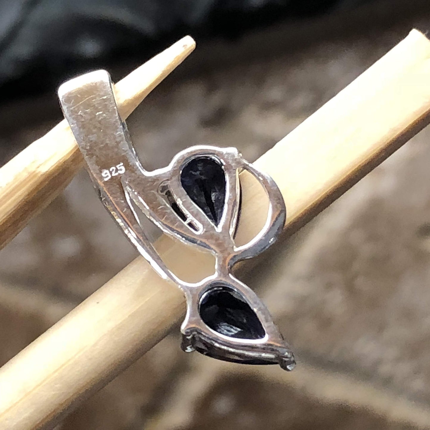 Natural 2ct Iolite 925 Solid Sterling Silver Pendant 25mm - Natural Rocks by Kala