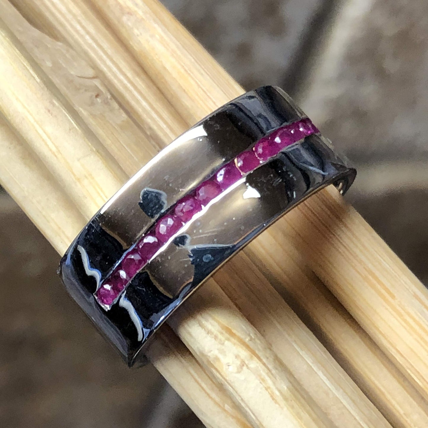 Natural Ruby 925 Solid Sterling Silver Men's Ring Size 7, 8, 9, 10, 11, 12 - Natural Rocks by Kala