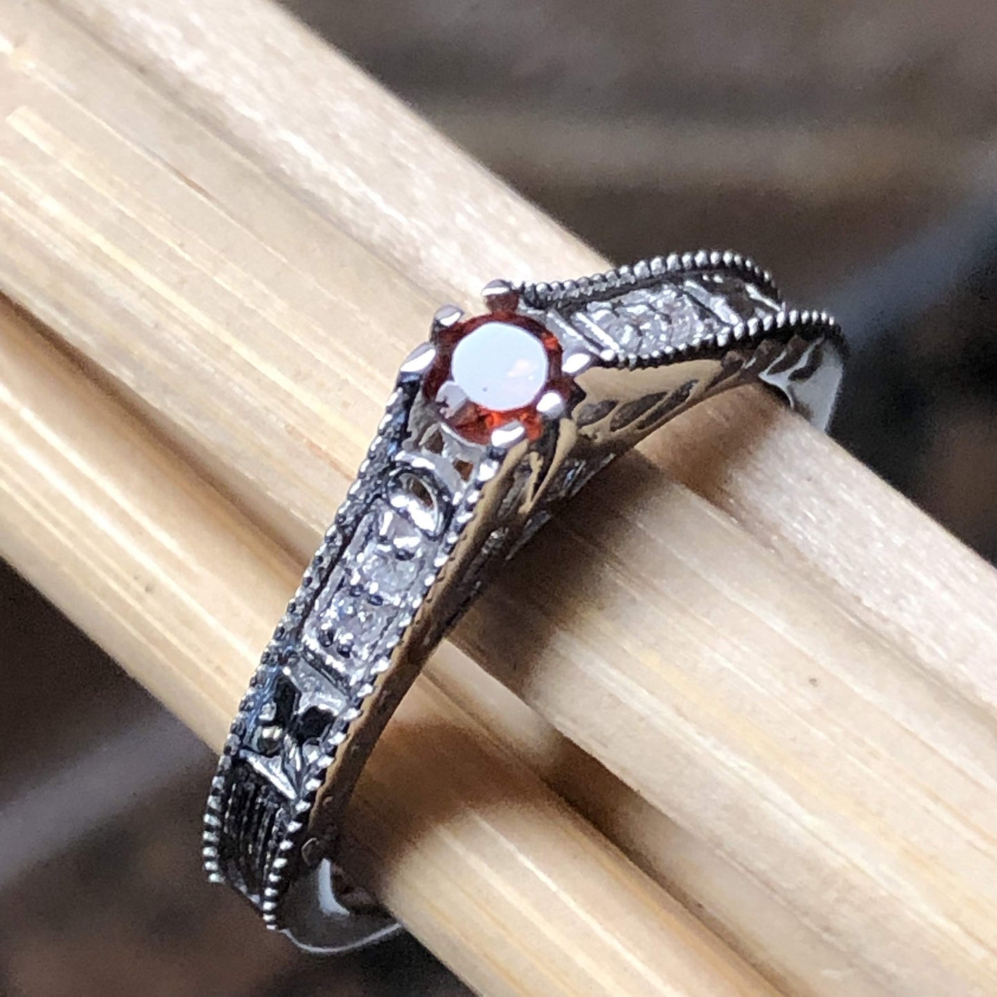 Natural Pyrope Garnet 925 Solid Sterling Silver Engagement Ring Size 6, 7, 8, 9 - Natural Rocks by Kala