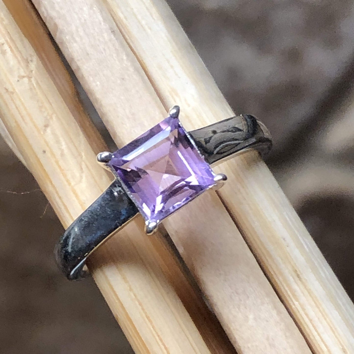 Genuine 1ct Rose de France Amethyst 925 Solid Sterling Silver Engagement Ring Size 6, 7, 8, 9 - Natural Rocks by Kala