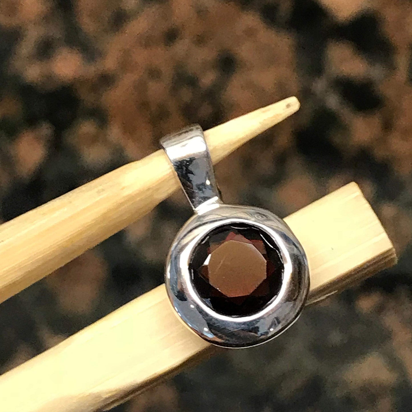 Natural Pyrope Garnet 925 Solid Sterling Silver Pendant 19mm - Natural Rocks by Kala