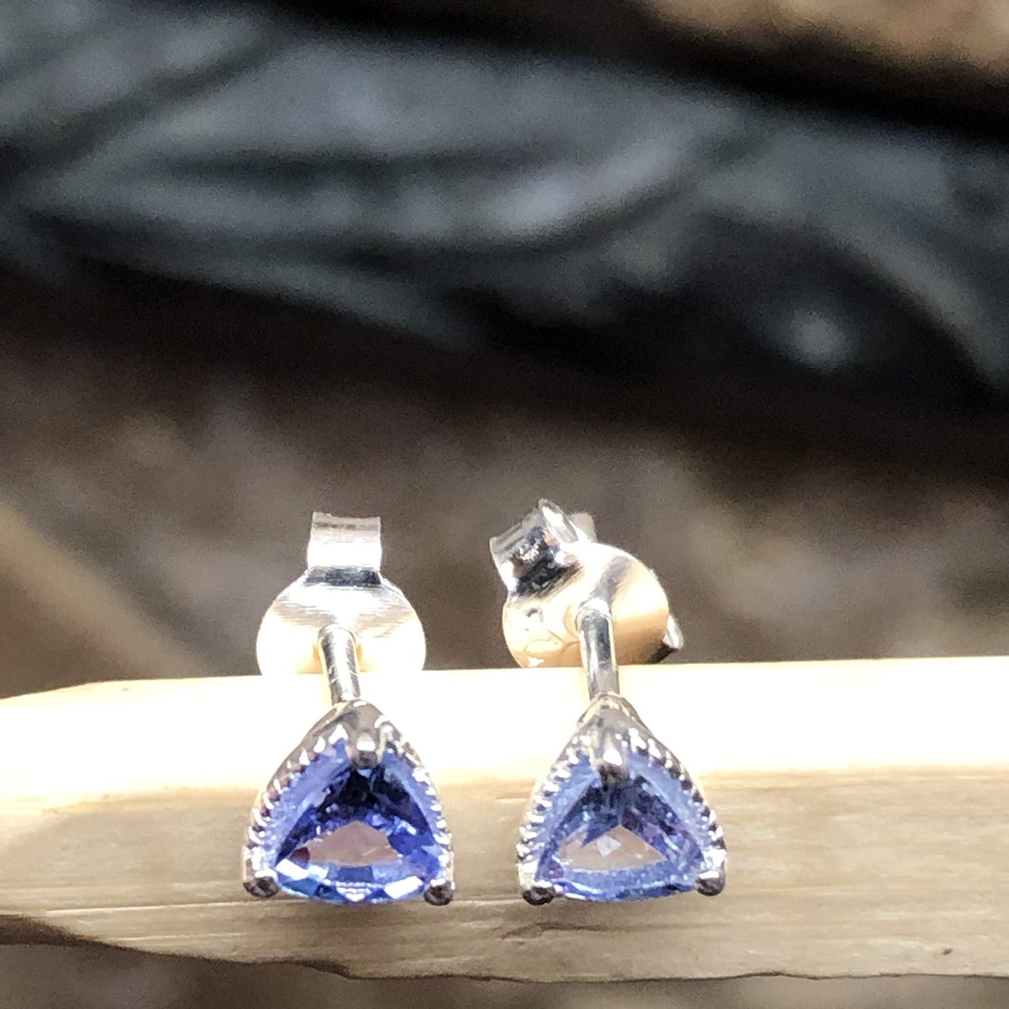 Natural Blue Tanzanite 925 Solid Sterling Silver Earrings 5mm - Natural Rocks by Kala