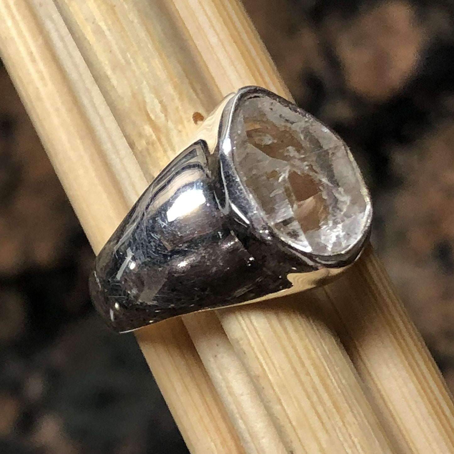 Natural Herkimer Diamond 925 Solid Sterling Silver Ring Size 8.5 - Natural Rocks by Kala