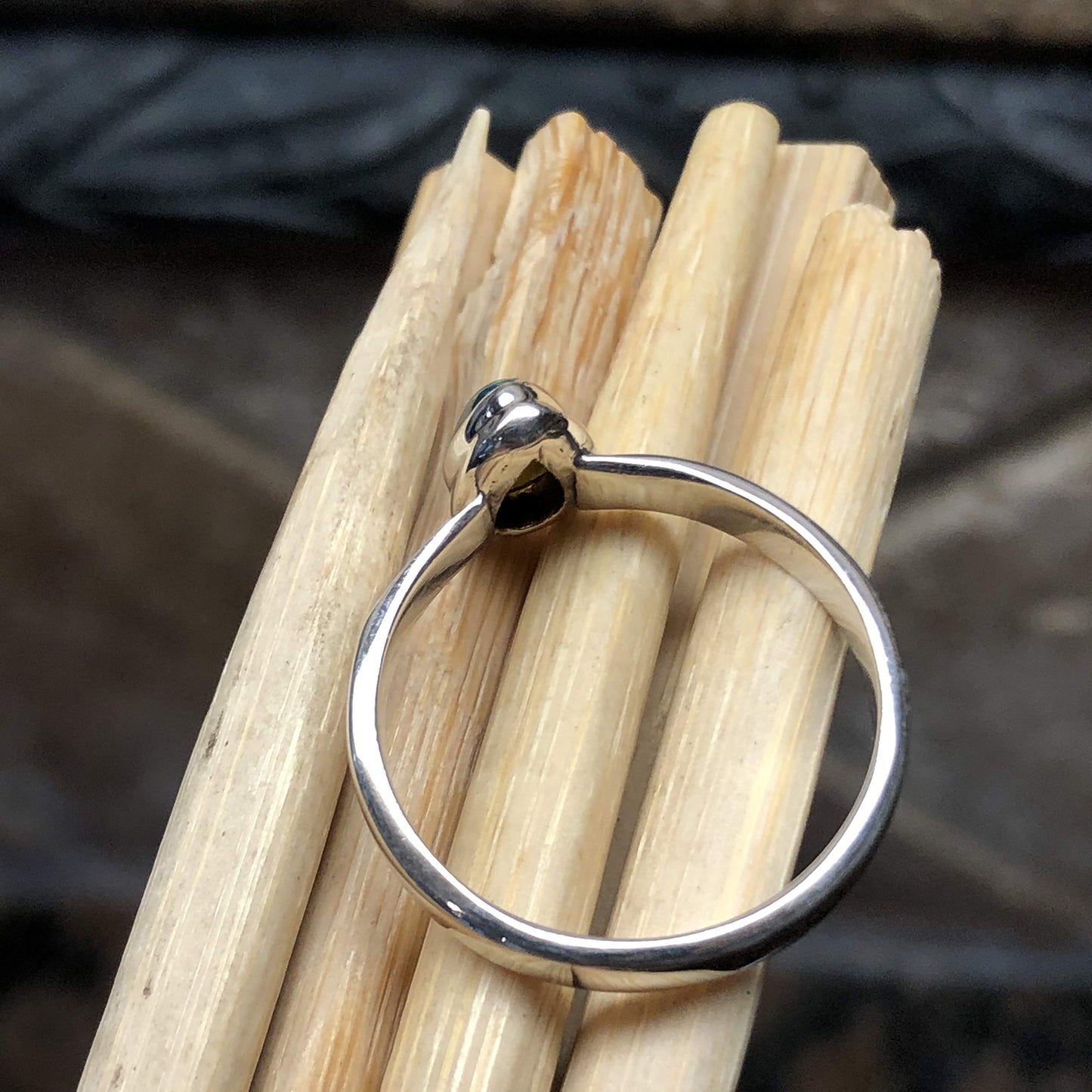 Genuine Chalama Black Opal 925 Solid Sterling Silver Engagement Ring Size 5.75, 6 - Natural Rocks by Kala