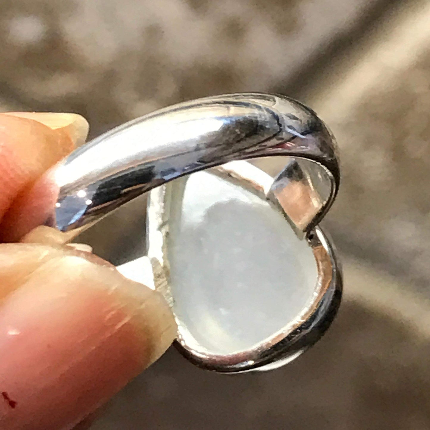Natural White Sri Lankan Moonstone 925 Sterling Silver Ring Size 7.25, 8.75 - Natural Rocks by Kala