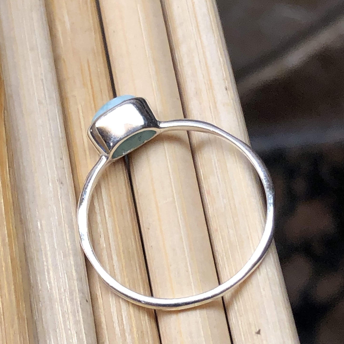 Genuine Dominican Larimar 925 Sterling Silver Engagement Ring Size 9, 10 - Natural Rocks by Kala