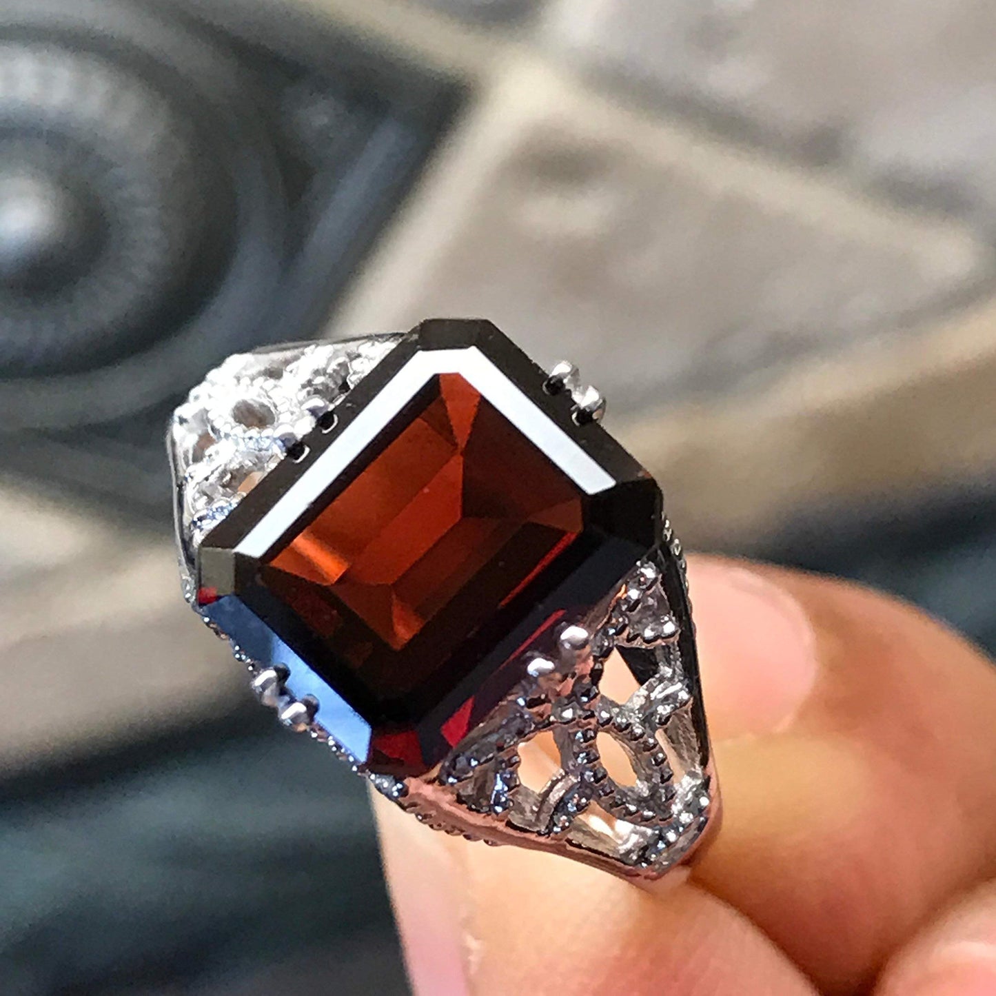 Natural 2.5ct Pyrope Garnet 925 Solid Sterling Silver Engagement Ring Size 6, 7, 8, 9 - Natural Rocks by Kala