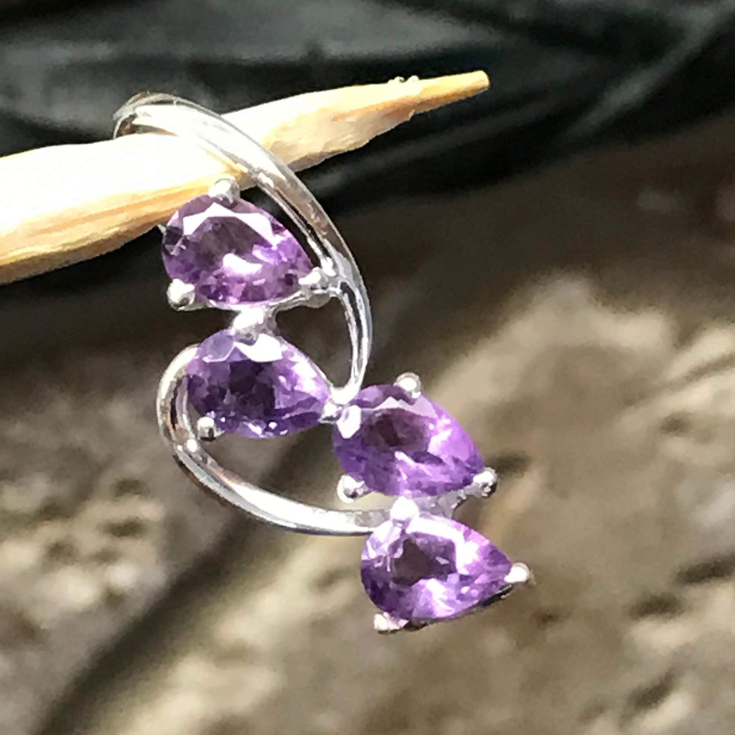Natural 2.5ct Purple Amethyst 925 Solid Sterling Silver Journey Pendant 25mm - Natural Rocks by Kala
