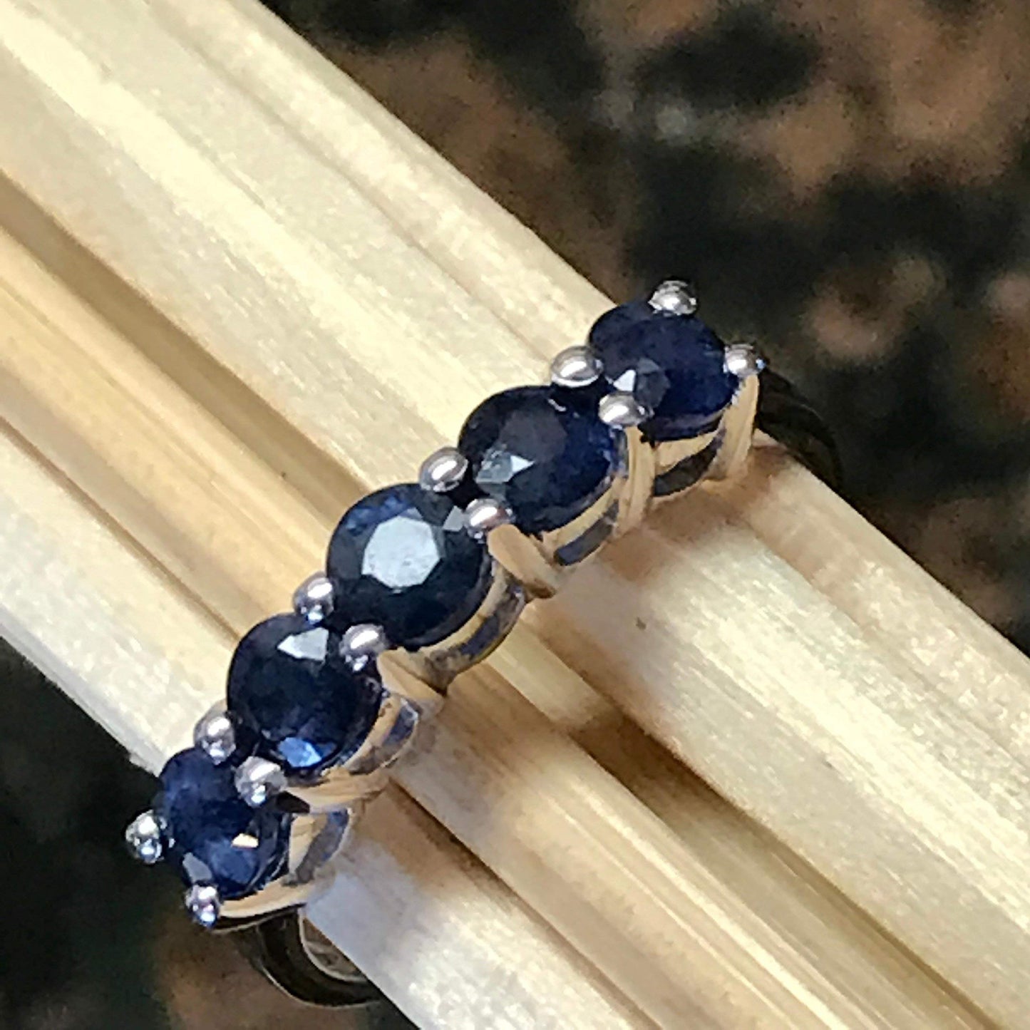 Natural Blue Sapphire 925 Solid Sterling Silver Ring Size 5, 6, 7, 8, 9 - Natural Rocks by Kala