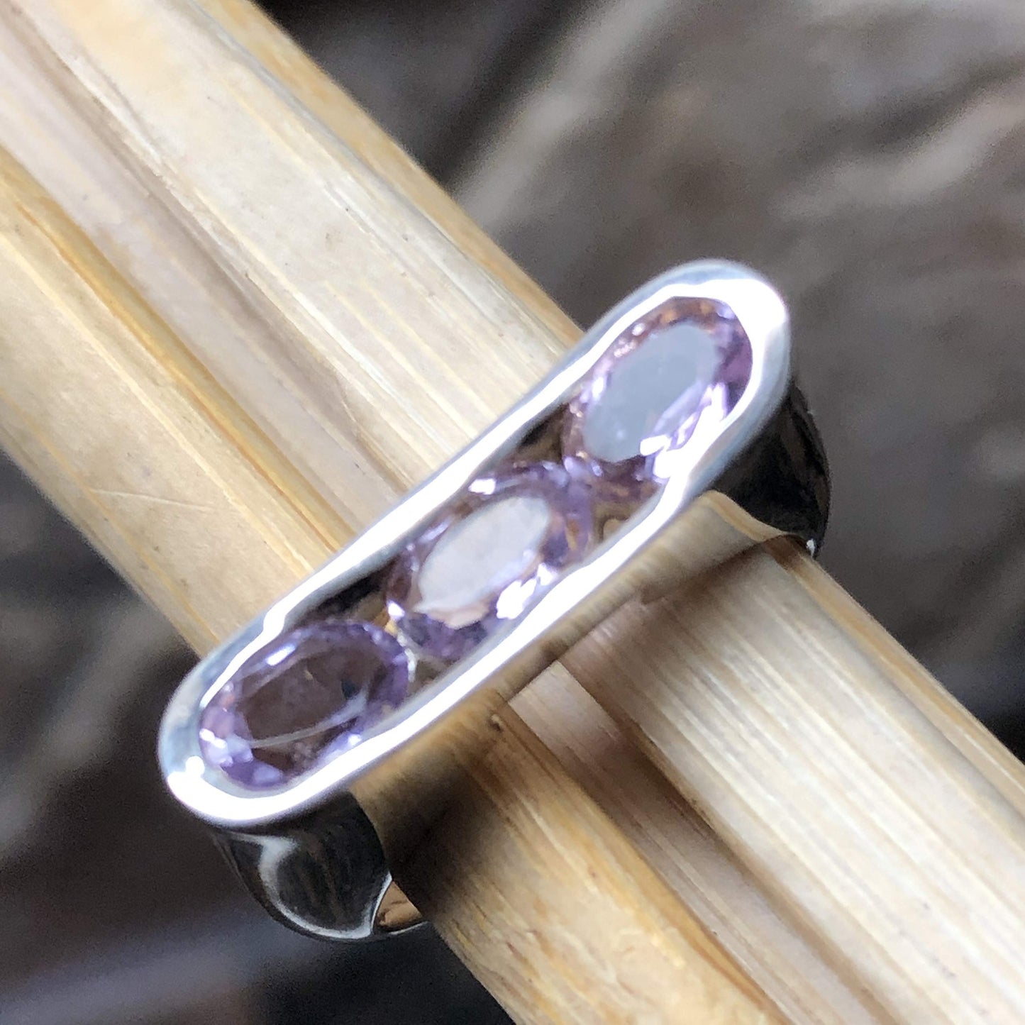 Natural Purple Amethyst 925 Solid Sterling Silver Ring Size 6, 7, 8 - Natural Rocks by Kala