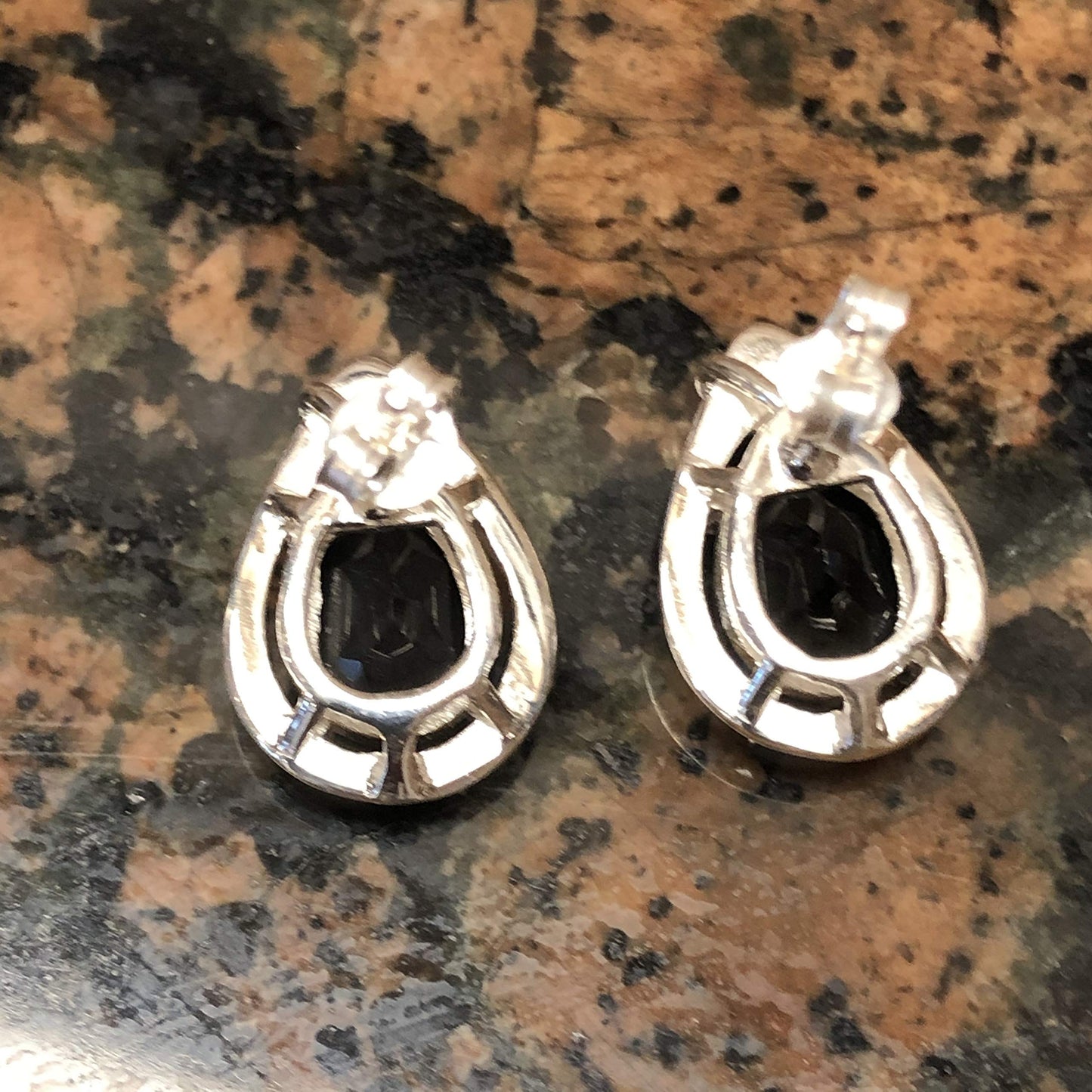 Genuine Black Onyx 925 Solid Sterling Silver Earrings 15mm - Natural Rocks by Kala