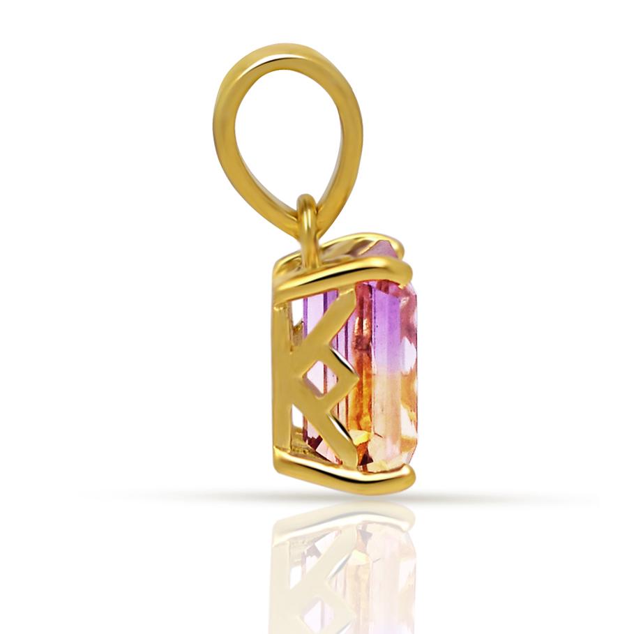Natural Ametrine 14k Gold over Sterling Silver Pendant 18mm - Natural Rocks by Kala