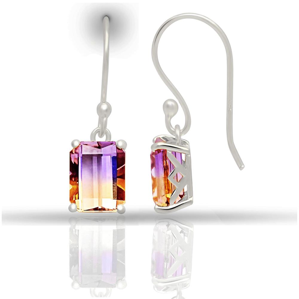 Genuine 2ct Ametrine 925 Sterling Silver Earrings 25mm - Natural Rocks by Kala