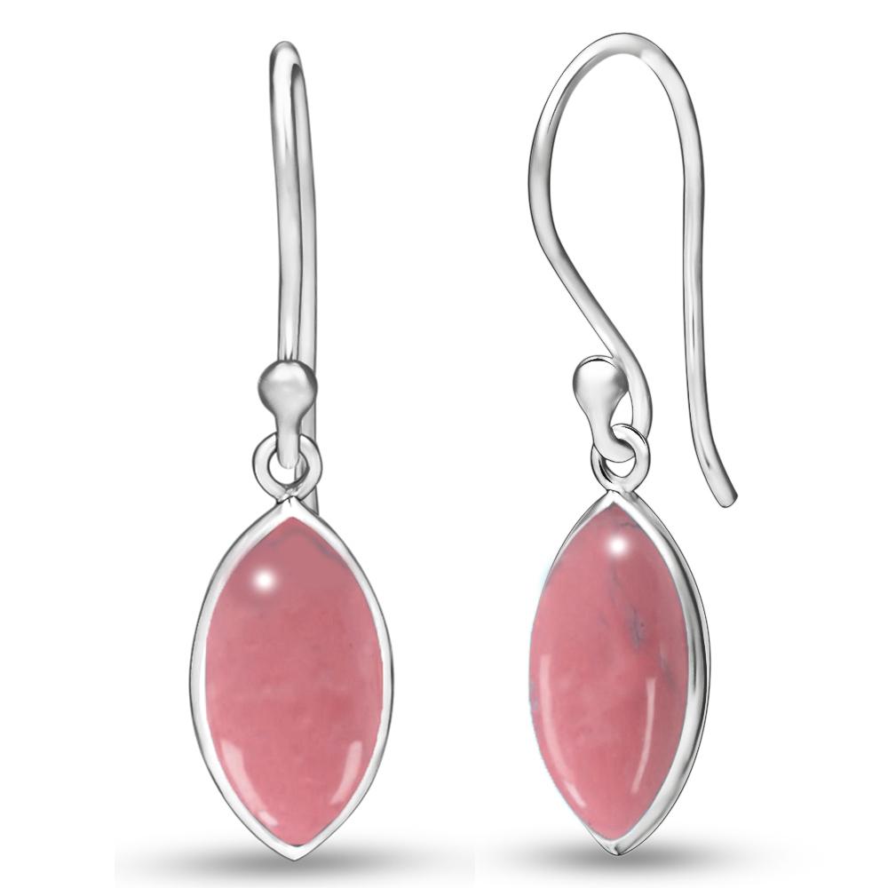 Genuine Australian Pink Opal 925 Solid Sterling Silver Earrings 20mm - Natural Rocks by Kala