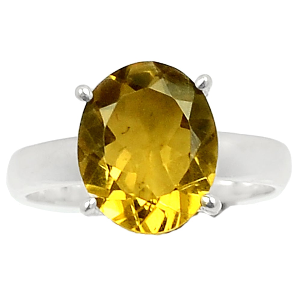 Natural Cognac Quartz 925 Solid Sterling Silver Ring Size 8, 9.25 - Natural Rocks by Kala