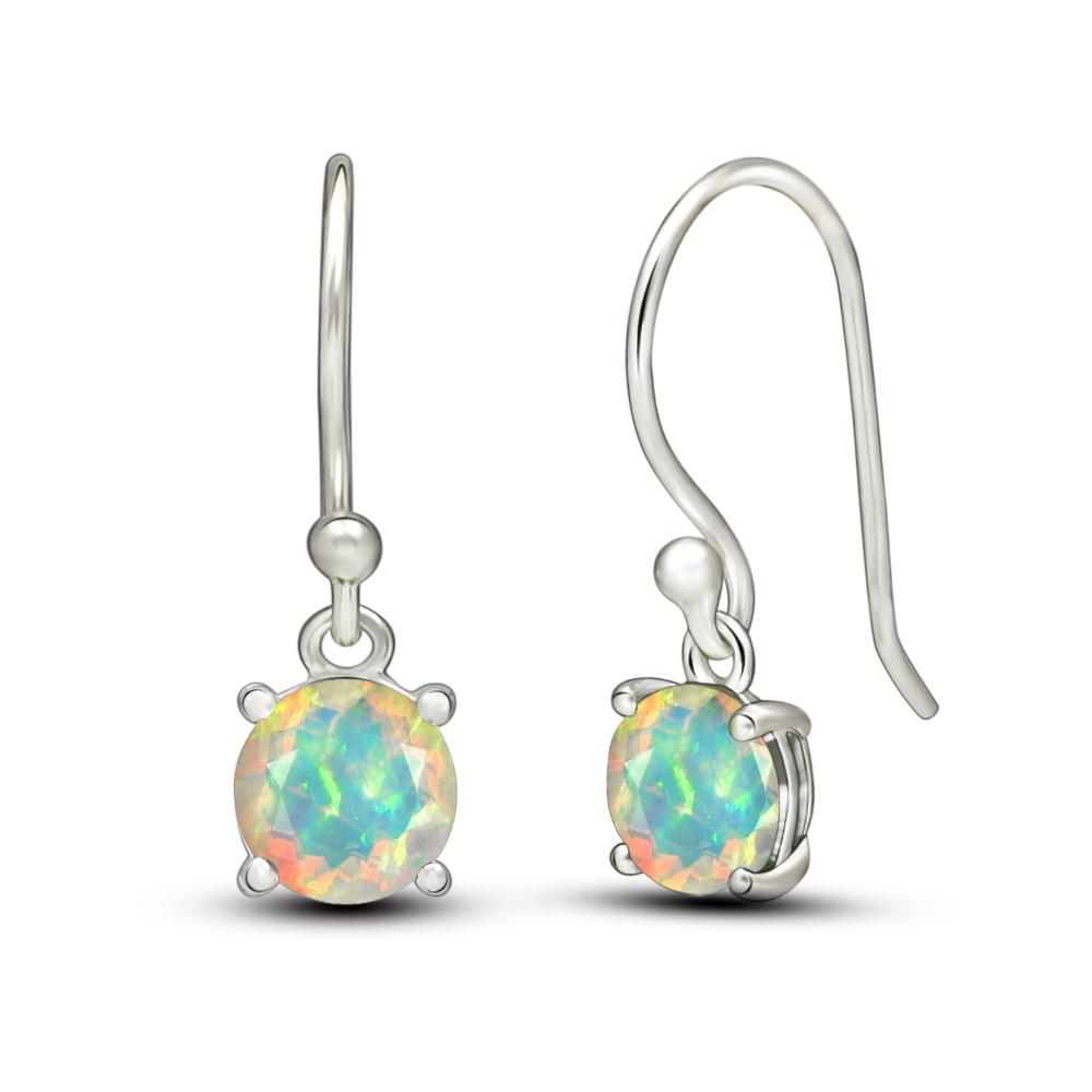Natural Ethiopian Opal 925 Solid Sterling Silver Earrings 20mm - Natural Rocks by Kala