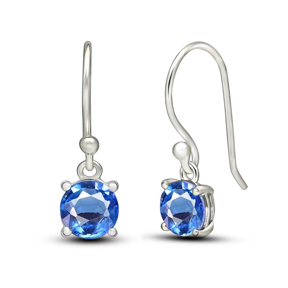 Natural Blue Tanzanite 925 Solid Sterling Silver Earrings 20mm - Natural Rocks by Kala