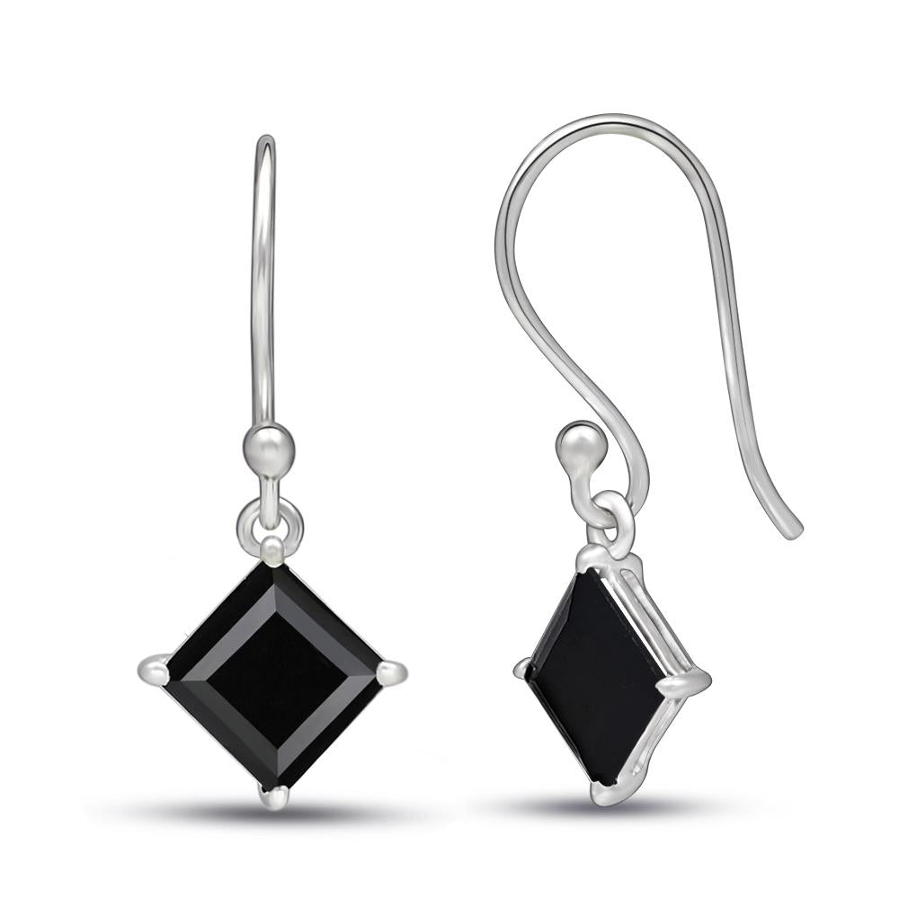 Natural Black Spinel 925 Solid Sterling Silver Earrings 20mm - Natural Rocks by Kala