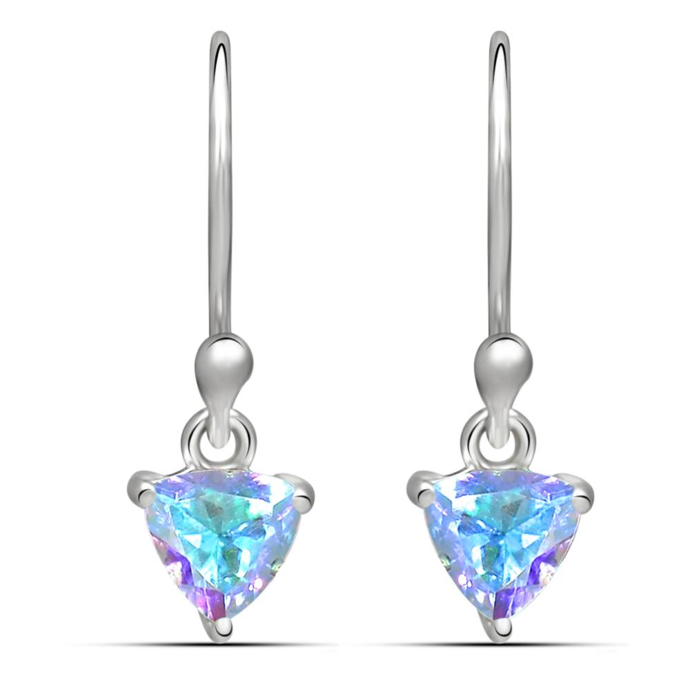 2ct Mercury Mystic Topaz 925 Solid Sterling Silver Earrings 20mm - Natural Rocks by Kala