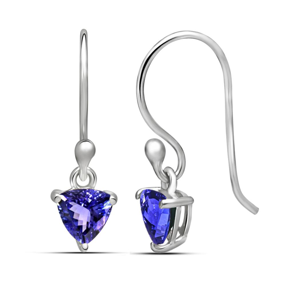 Natural Blue Tanzanite 925 Solid Sterling Silver Earrings 25mm - Natural Rocks by Kala