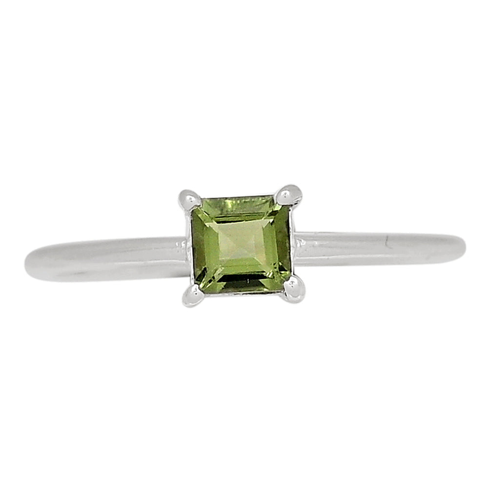 Natural Green Moldavite 925 Solid Sterling Silver Engagement Ring Size 6, 7, 8, 8.25 - Natural Rocks by Kala